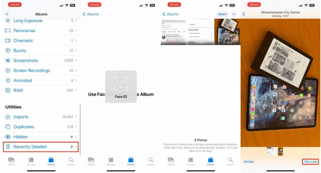 文城镇苹果14维修分享 iPhone14 上恢复已删除的照片 