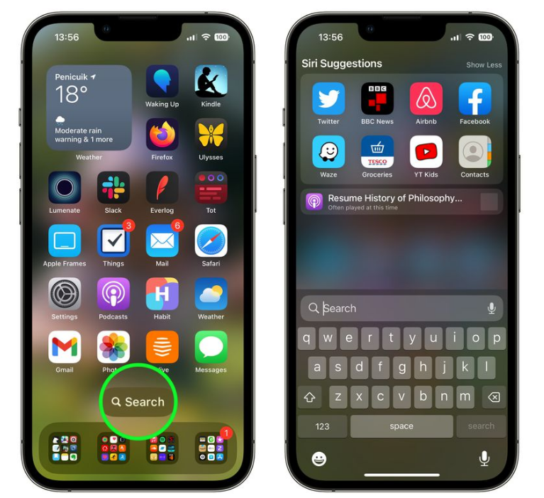 文城镇苹果手机维修分享升级到 iOS 16 后，如何删除主屏幕上的搜索按钮 